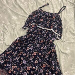 Bloomchic Floral Sleeveless Dress with Lace Trim